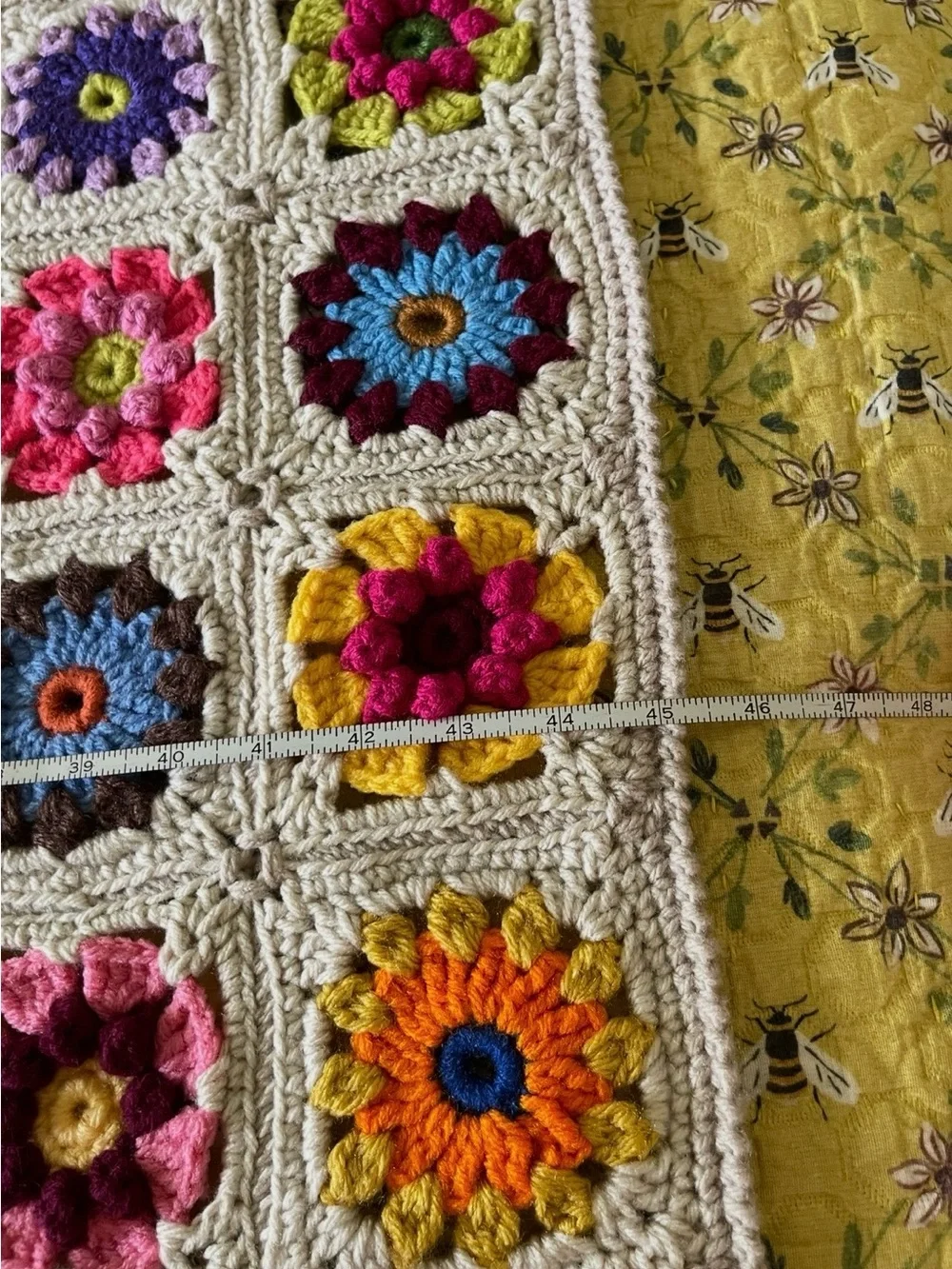 Handmade Granny Square Throw Blanket, Multicolor, Acrylic, 37” x 45”